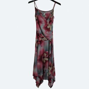 YS Fashion vintage y2k abstract floral wrap slip dress Made in USA size M